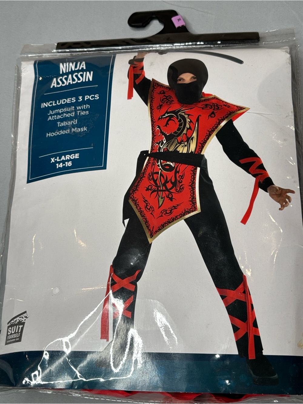 Suit Yourself Costume Ninja Assassin Kids Costume Red Black Size XL 14 - 16 New